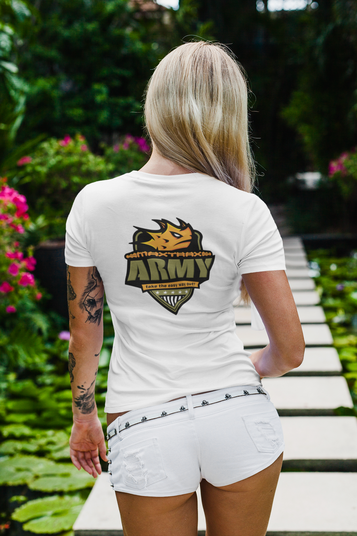 MAXTRAX Army White TShirt Womens